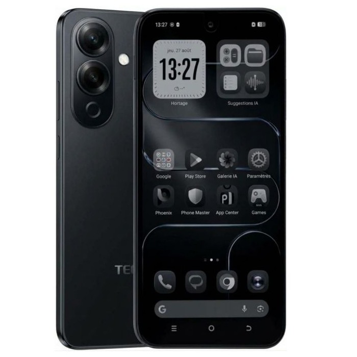 Tecno POP 20C in Black, front and back